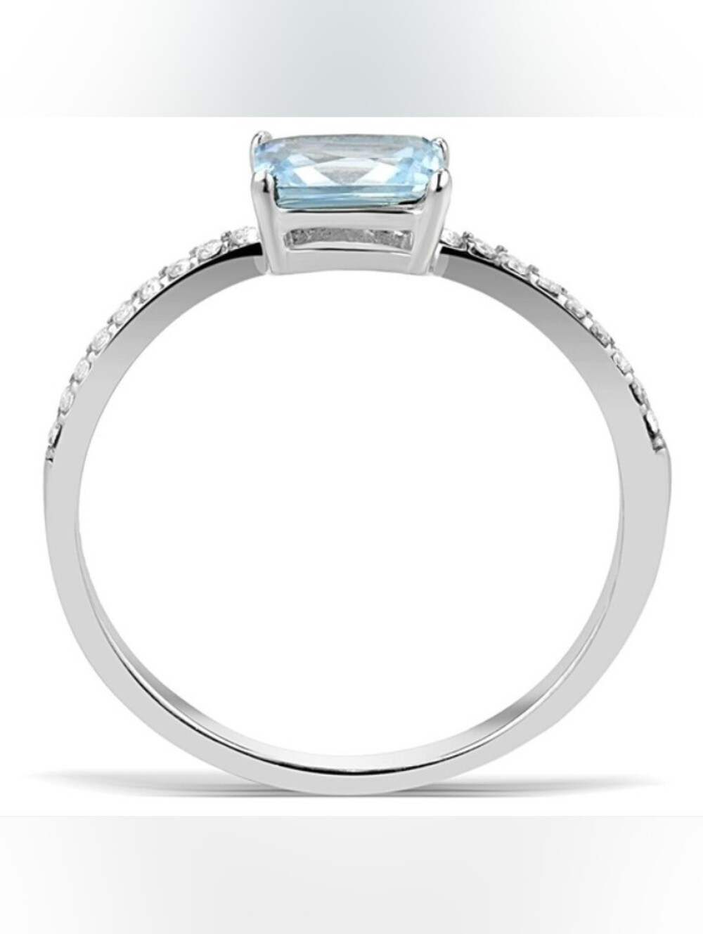 ICEETHON MAISON Swiss Blue CZ Stainless Steel Women's Wedding Ring Size 9